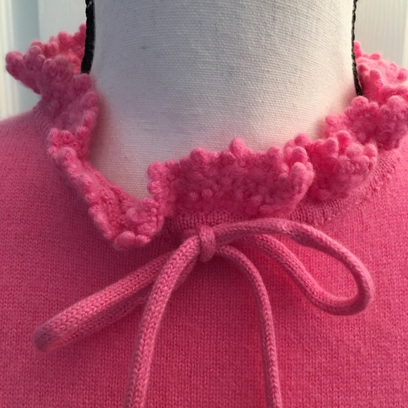 Cashmere bow lace high neck Victorian Barbie pink sweater - Picture 4 of 8